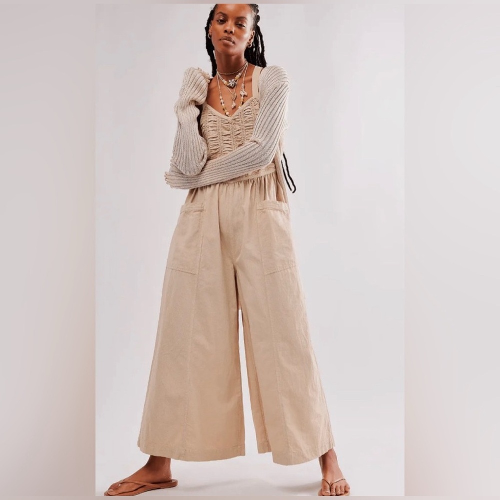 123. NWT Free People Forever Always Cotton Wide Leg Jumpsuit - Picture 9 of 10